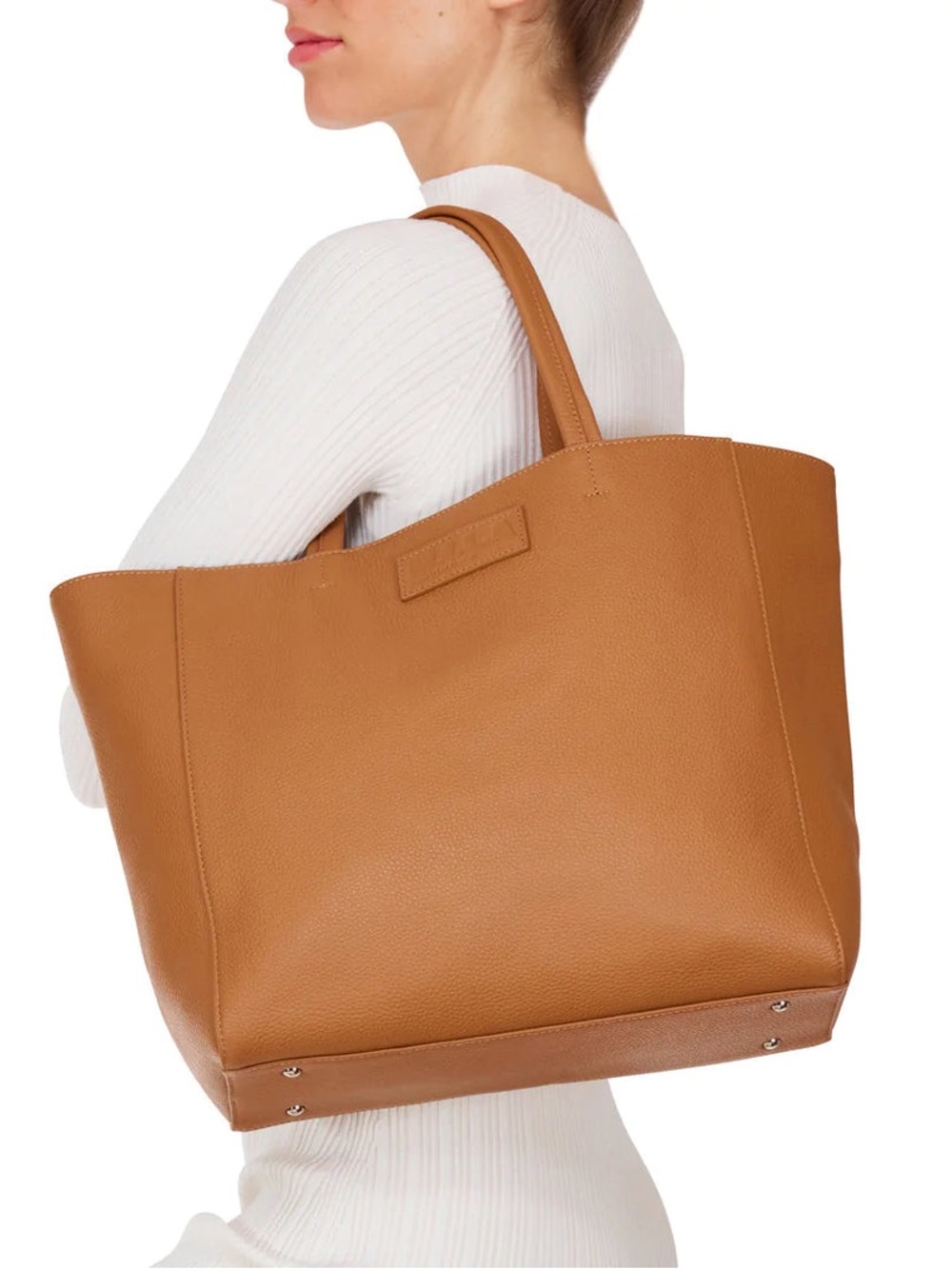 M.I.L.A Luxury Tan Pebbled Leather Tote Bag